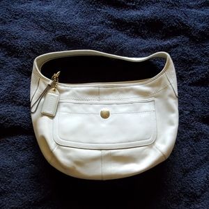 Vintage Coach Ivory Leather Ergo Shoulder Bag Med